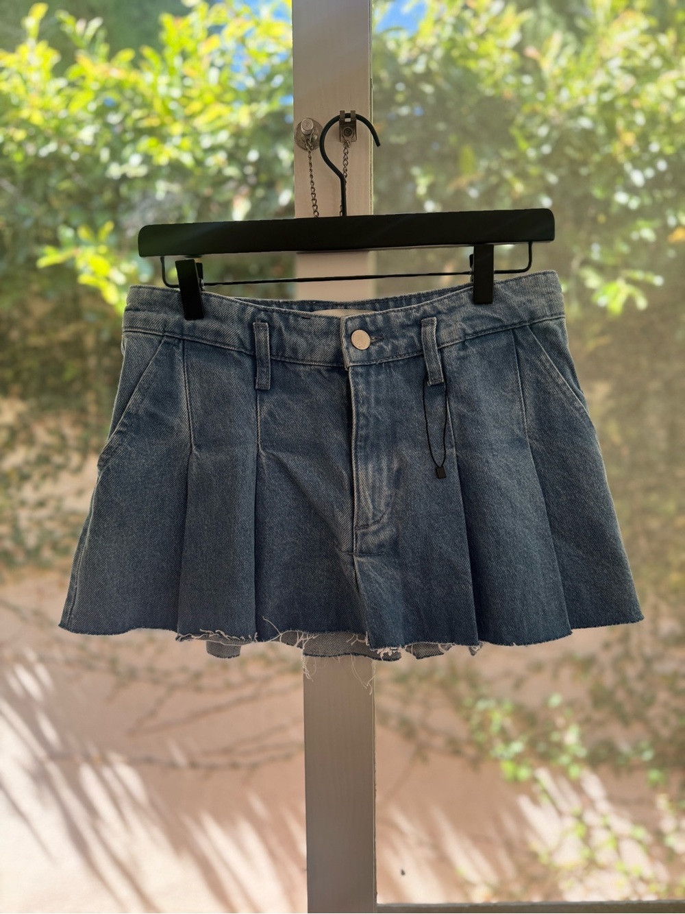 NWOT Zara Ultra Mini Pleated Denim Mini Skirt